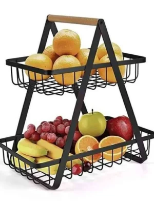 Double-Tier Metal Fruit Stand with a Modern and Elegant Design